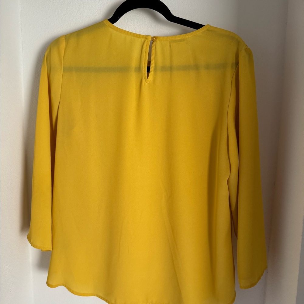 Van Heusen Yellow Blouse with Lace Accents - Picture 2 of 7